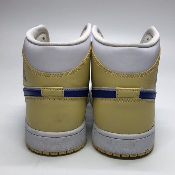 Women’s Air Jordan 1 mid yellow/Blue/White BQ6472-701 USED size 11.5 - Picture 4 of 12